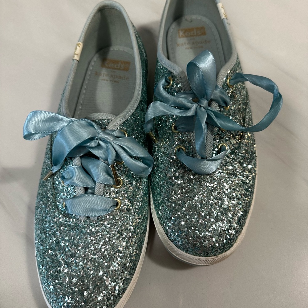 Kate Spade/Keds Glitter Sneakers - Silver and Teal Blue